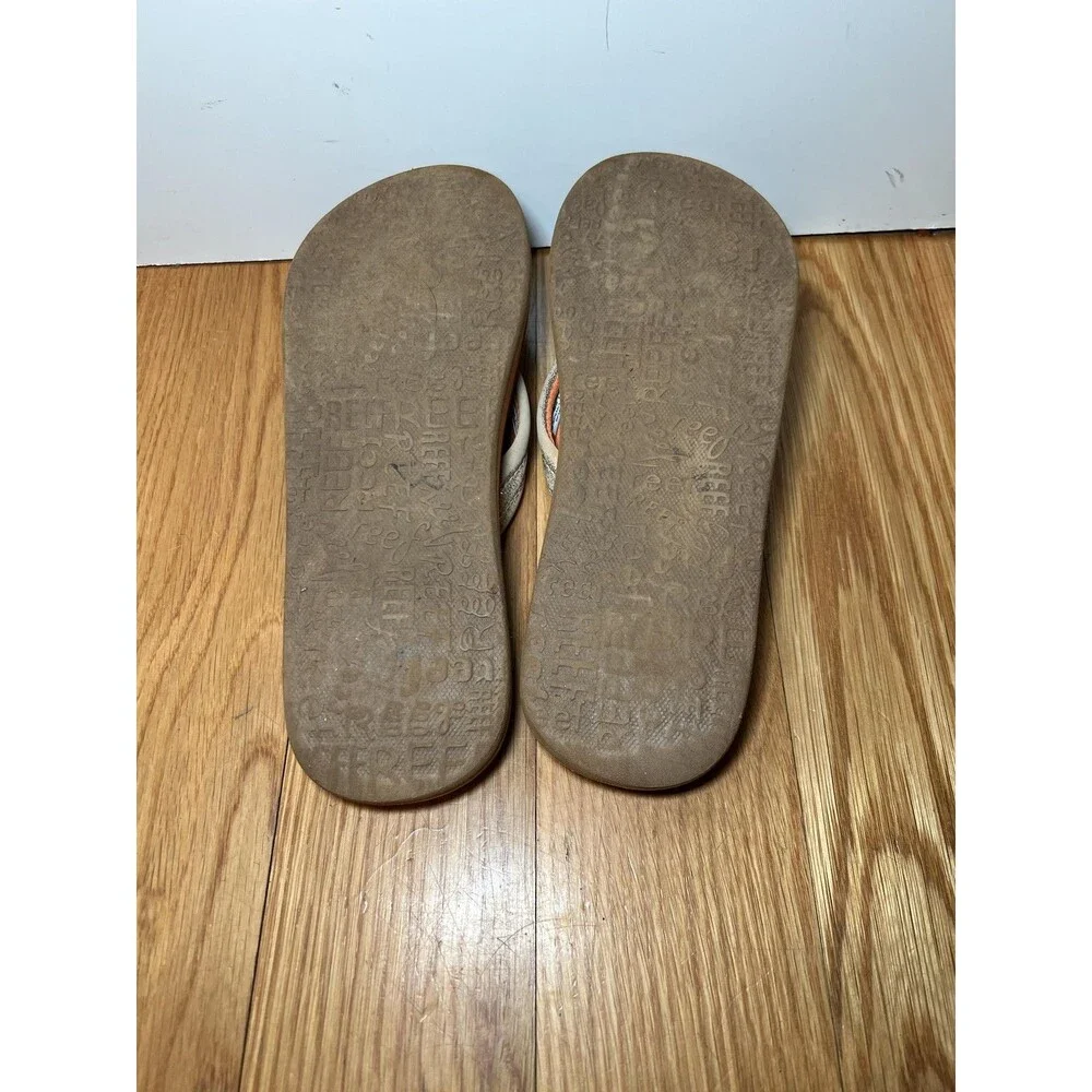 Reef Sandals Shoes Kids Size 5 Beige Ahi Flip Flop Animal Print Beach Casual